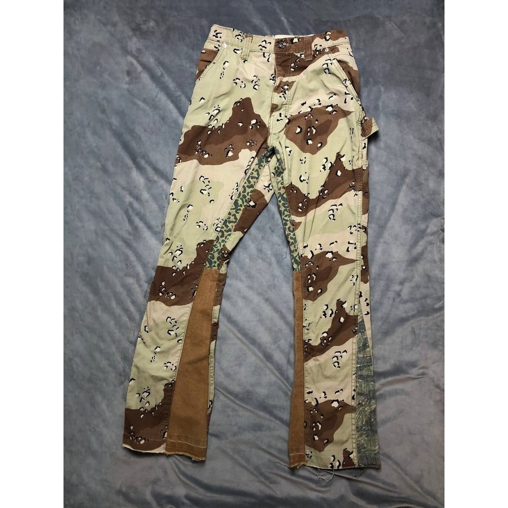 Gallery Dept. Chocolate Chip LA Flare Camouflage Trousers Brown Size 32